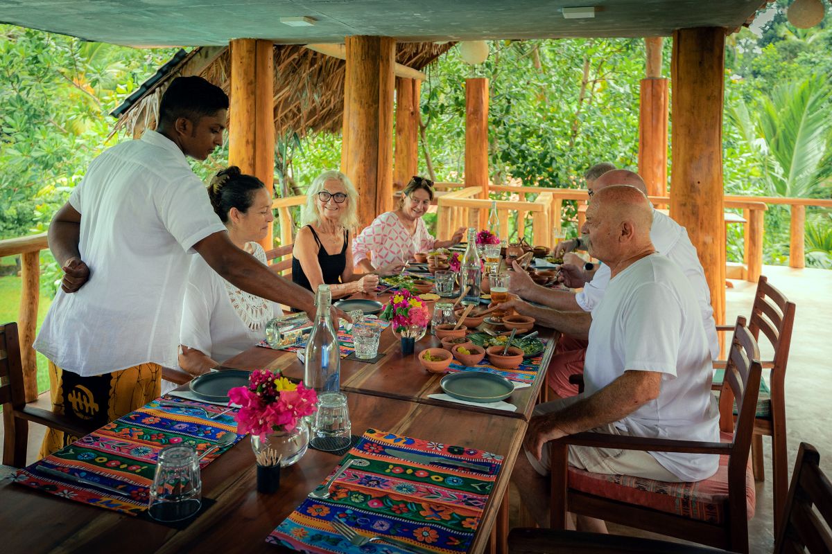 Guests enjoying a meal together